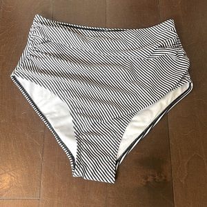 Brand new, never worn swimsuit bottoms, colorful ones, and black and white ones